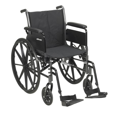 Wheelchair Lightweight Wheelchair drive™ Cruiser III Dual Axle Full Length Arm Elevating Legrest Black Upholstery 18 Inch Seat Width Adult 300 lbs. Weight Capacity by Drive Medical  ID K318DFA-ELR